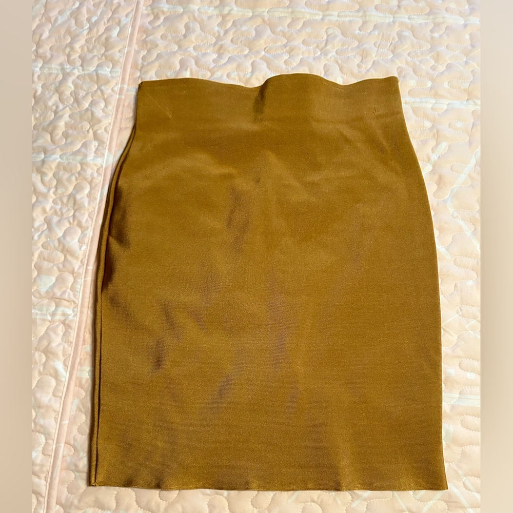 Wow Couture Bandage Pencil Knee Length Skirt Modest Yellow Gold - Picture 2 of 8